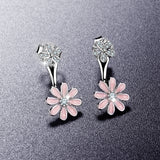 S925 Sterling Silver Flower Leaf  Big Cz Jackets Earrings Jewelry Set For Women