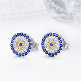 S925 Sterling Silver Blue Zircon Stud Earrings For Women