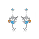 925 Sterling Silver Cocktail Glass Drop Earrings Stunning Crystal Earrings for Women