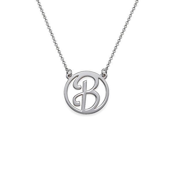 925 Sterling Silver Personalized Cut Out Initial Pendant Necklace