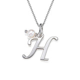 925 Sterling Silver Personalized Pearl Initial Name Necklace Adjustable 16”-20” - 925 Sterling Silver OEM And Customization