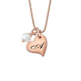 925 Sterling Silver Personalized Heart Initial Necklace with Pearl Adjustable 16”-20” - 925 Sterling Silver OEM And Customization