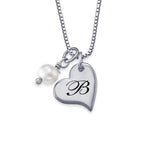 925 Sterling Silver Personalized Heart Initial Necklace with Pearl Adjustable 16”-20” - 925 Sterling Silver OEM And Customization