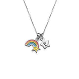 925 Sterling Silver Personalized Rainbow Necklace with Initial Charm