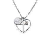 925 Sterling Silver Personalized Cross Baptism Necklace with Initial Disc Adjustable 16”-20” - 925 Sterling Silver OEM And Customization