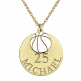 925 Sterling Silver Round Basketball Personalized Engraved Adjustable 16”-20” Necklace