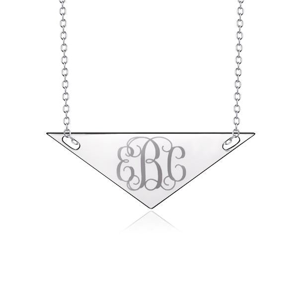 925 Sterling Silver Personalized Engravable Triangle  Initial Necklace-Adjustable 16”-20”