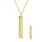Copper/925 Sterling Silver Personalized  Engravable Vertical Bar Necklace Adjustable 16”-20”