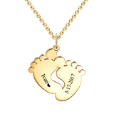 Baby Feet 925 Sterling Silver  Personalized Engravable Name And Birthday Hang Tag Memories Necklace Adjustable 16”-20”