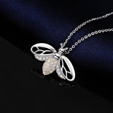 Bee CZ Silver Pendant Necklace 925 Sterling Silver Choker Statement Necklace Women Silver 925 Jewelry Without Chain