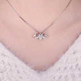 Bee CZ Silver Pendant Necklace 925 Sterling Silver Choker Statement Necklace Women Silver 925 Jewelry Without Chain