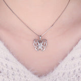 Butterfly Silver Pendant Necklace 925 Sterling Silver Choker Statement Necklace Women Silver 925 Jewelry Without Chain