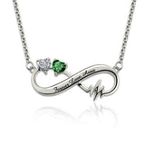 925 Sterling Silver Personalized Heartbeat Infinity Necklace With Birthstones - 925 Sterling Silver OEM And Customization