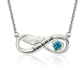 925 Sterling Silver Personalized Infinity Angel Wing Necklace With Birthstone Adjustable 16'-20' - 925 Sterling Silver OEM And Customization
