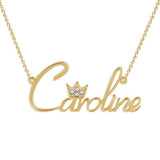 "Caroline" Personalized Beautiful Crown Custom Name Necklace with Stones