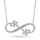 925 Sterling Silver Personalized Infinity Leaf  Name Necklace-Rose Gold/Yellow Gold/White Gold Plated