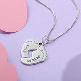 Personalized Baby Feet Necklace with Birthstone 925 Sterling Silver Customized Name Pendant Necklace Gift for Mother
