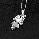 925 Sterling Silver Cubic Zirconia Princess Girl 3D Doll Pendant Not Include A Chain