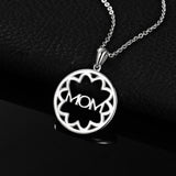 925 Sterling Silver Filigree Flower Hollow Round MOM Letter Pendant  Mother's Day  Love Not Include A Chain