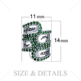925 Sterling Silver Green Cubic Zirconia Engraved My Mother Daughter Friends Bead Charm Fit Bracelet