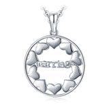 925 Sterling Silver Marriage Hollow Out Love Hearts Round Pendant Marry Love Eternal  Not Include A Chain