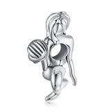 925 Sterling Silver Mermaid Sculpture Charm Beads Plain Silver Vintage Mermaid Holding Shell Beaded Girl Gift