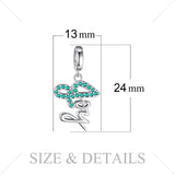 925 Sterling Silver Pave Green Cubic Zirconia Joy Charm Dangles Fit Bracelets New Hot Sale For Women