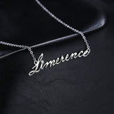 Alphabet Words Limerence Goodluck Necklace With 18 Inches Chain Cubic Zirconia 925 New Fine Jewelry For Women