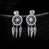 Bohemian Dream Catcher CZ Stud Earrings 925 Sterling Silver Earrings For Women Korean Earings Fashion Jewelry