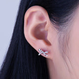Ribbon Bow Cubic Zirconia Stud Earrings 925 Sterling Silver Earrings for Women Korean Earings Fashion Jewelry