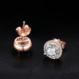Rose Gold CZ Stud Earrings  925 Sterling Silver Earrings For Women Girls Korean Earrings Fashion Jewelry