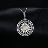 925 Sterling Silver Celestial Sun Cubic Zirconia Pendant Necklace Women Jewelry Without  Chain