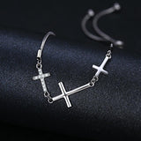 925 Sterling Silver Cross Bracelet Snake Chain Bolo Bracelets For Women Silver Jewelry