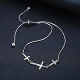 925 Sterling Silver Cross Bracelet Snake Chain Bolo Bracelets For Women Silver Jewelry