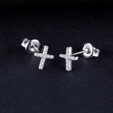 Cross Cubic Zirconia Stud Earrings 925 Sterling Silver Earrings For Women Girls Korean Earrings Fashion Jewelry