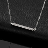 Cubic Zirconia Bar Collar Necklace 925 Sterling Silver Necklace 18 Inches Cable Chain Jewelry Making Women Fashion