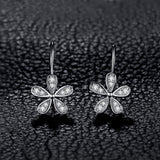 Daisy Flower Cubic Zirconia CZ Dangle Drop Earrings 925 Sterling Silver Drop Earrings for Women Jewelry
