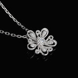 Silver Cubic Zirconia CZ Milgrain Filigree Blossom Flower Pendant Necklace Without Chain 925 Sterling Silver Jewelry Gift