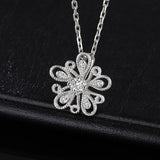Silver Cubic Zirconia CZ Milgrain Filigree Blossom Flower Pendant Necklace Without Chain 925 Sterling Silver Jewelry Gift