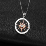 Sun Compass Cubic Zirconia  Pendant Necklace Without Chain 925 Sterling Silver Pendant Fashion Jewelry