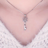 Cubic Zirconia Castle Key Pendant Necklace Without Chain 925 Sterling Silver Pendant Jewelry for Women Fashion