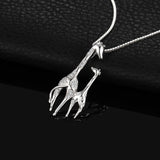 Cubic Zirconia Mother and Daughter Giraffe Pendant Necklace Without Chain 925 Sterling Silver Pendant Fashion Gift