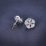 Flowers Created Pink Sapphire Cubic Zirconia Stud Earrings 925 Sterling Silver Gifts For Women Fashion Jewelry