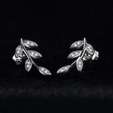 Leaf Cubic Zirconia  Stud Earrings 925 Sterling Silver Earrings  Women Girls Korean Earrings Fashion Jewelry