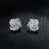 Love Knot CZ Stud Earrings 925 Sterling Silver Earrings for Women Girls Korean Earrings Fashion Jewelry