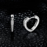 Love You Heart CZ Hoop Earrings Channel Set 925 Sterling Silver Earrings For Women Korean Earrings Fashion Jewelry