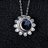 Moon Star Sun Created Blue Spinel Nacklace Without Chain 925 Sterling Silver Pendant Women Jewelry Making Fashion