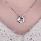 Moon Star Sun Created Blue Spinel Nacklace Without Chain 925 Sterling Silver Pendant Women Jewelry Making Fashion