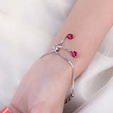 Purple Created Ruby Infinity Adjustable Bangle Bracelet 925 Sterling Silver For Women