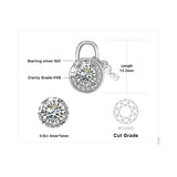 Round Cubic Zirconia Etched Love Padlock Key Pendant Necklace Without Chain 925 Sterling Silver Pendant Fashion